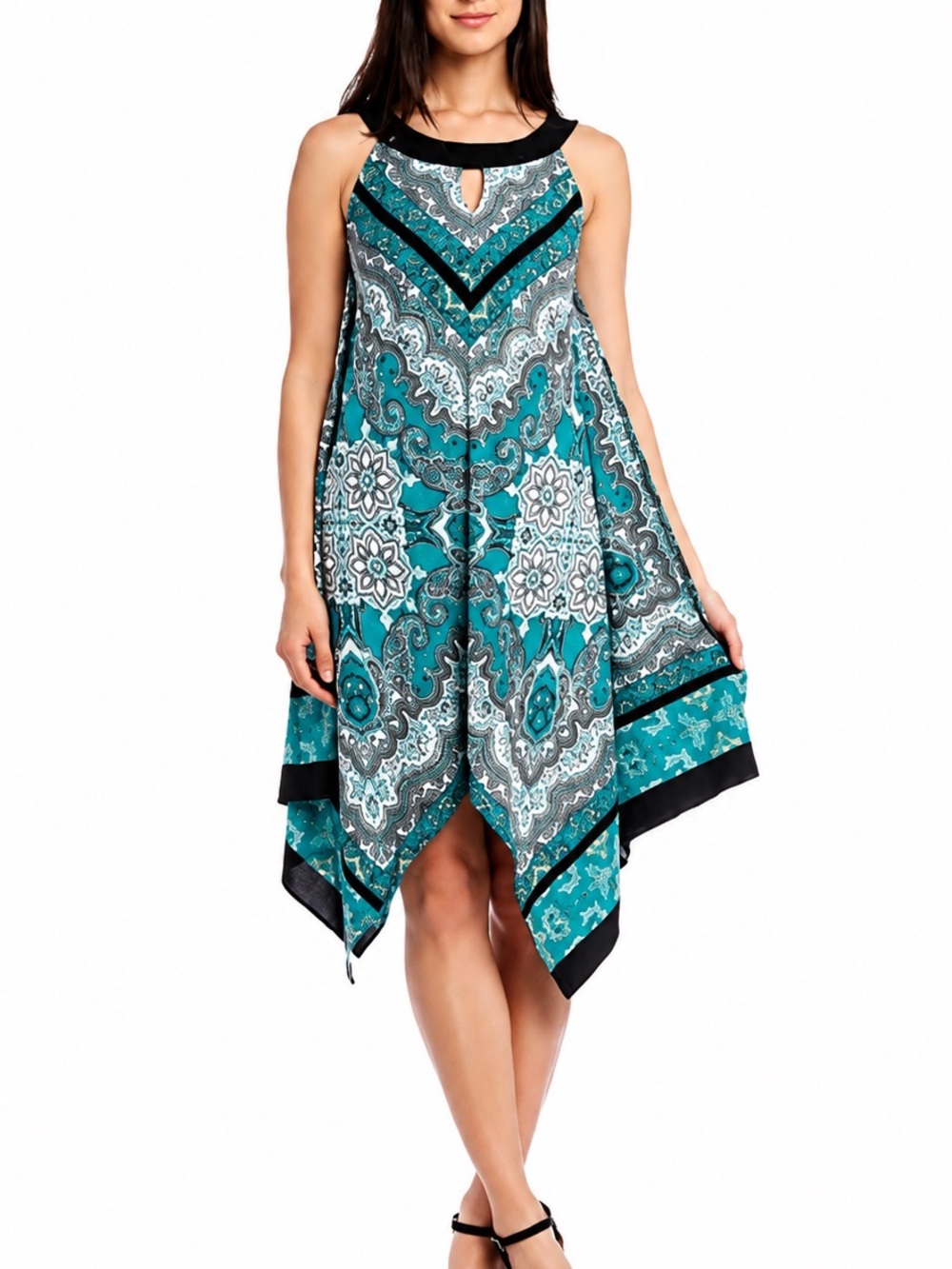 R&M Richards Keyhole Handkerchief Paisley Dress Size 8